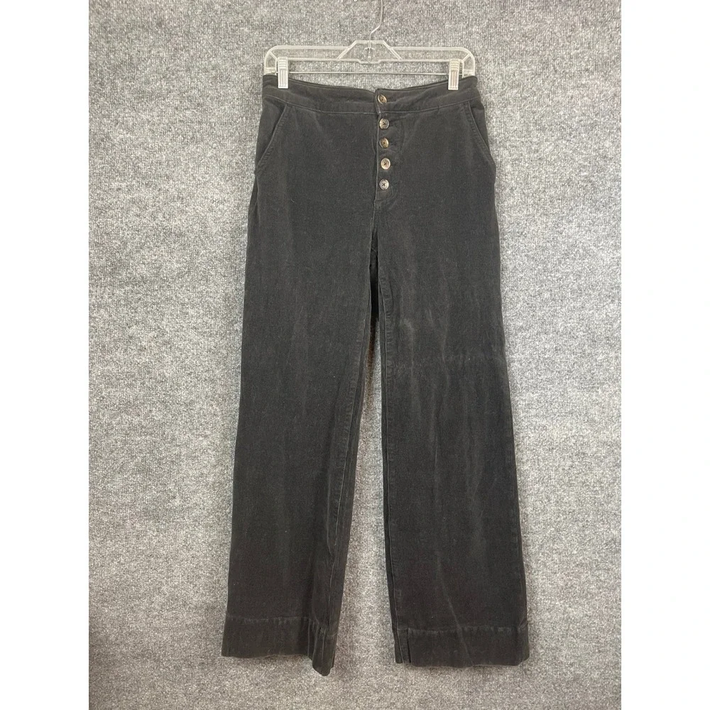 Pilcro Corduroy the Letterpress‎ Wide Leg Pants Women's 4 Black Button Fly